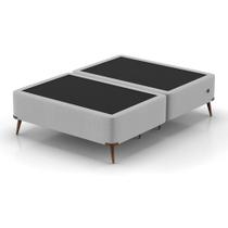 Base para Cama Box Casal com Entrada USB Night (45x138x188 cm) Suede Cinza