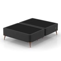 Base para Cama Box Casal com Entrada USB Night (45x138x188 cm) Suede Preta