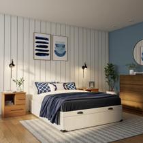 Base para Cama Box Casal Maci com Baú (47x138x188) Branca