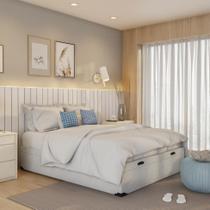 Base para Cama Box Casal Macy com Baú (47x138x188) Branca