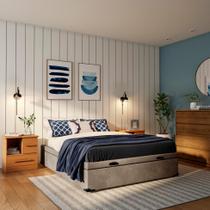 Base para Cama Box Casal Madden com Baú Suede (47x138x188) Bege Base para Cama Box Casal Madden com Baú Suede (47x138x188) Bege