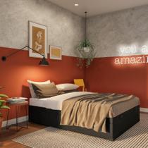 Base para Cama Box Casal Maddux com Baú (47x138x188) Preta