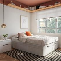 Base para Cama Box Casal Madeleine com Baú (47x138x188) Branca