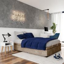 Base para Cama Box Casal Madeleine com Baú Suede (47x138x188) Bege