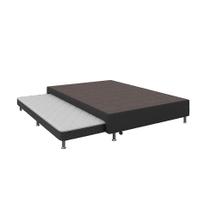 Base para Cama Box Casal Nero com Colchão Auxiliar Solteiro Espuma D28 Preta e Branca