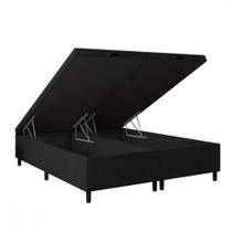 Base para Cama Box Queen com Baú 158x198x35 Sued Preto Portobel