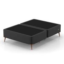 Base para Cama Box Queen com Entrada USB Night (45x158x198 cm) Suede Preta