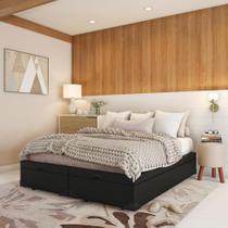 Base para Cama Box Queen Maci com Baú (45x158x198) Preta