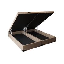 Base para Cama Box Queen Premium com Baú Suede Pena (45x158x198) Bege