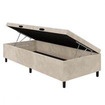 Base para Cama Box Solteiro com Baú 88x188x35 Sued Bege Portobel