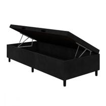 Base para Cama Box Solteiro com Baú 88x188x35 Sued Preto Portobel