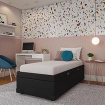 Base para Cama Box Solteiro Madeleine com Baú (45x88x188) Preta