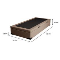 Base para Cama Box Solteiro Martin Premium com Baú Linho (47x88x188 cm) Bege