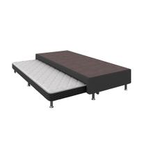 Base para Cama Box Solteiro Nero com Colchão Auxiliar Espuma D28 Preta e Branca