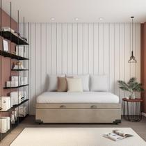 Base para Cama Box Solteiro Richard com Baú Suede (45x88x188) Bege