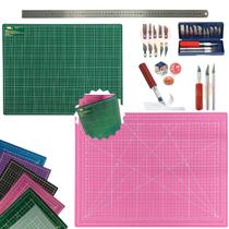 Base Para Cortes Dupla Face Autocura Multiuso Artesanato Patchwork Scrapbook Kit Estilete de Precisão 13pcs Regua 60cm