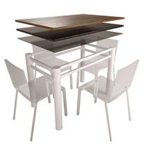 Base Para Mesa De Vidro Jantar 4 Lugares Branca Retangular