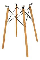 Base Para Mesa Eiffel 75cm Charles Eames Pé Palito Eucalipto Com Ventosas Para Tampo Vidro