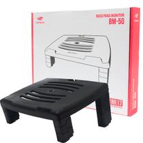Base Para Monitor BM-50BK C3Tech, com 4 Níveis de Regulagem de Altura, Quadrado - Preto