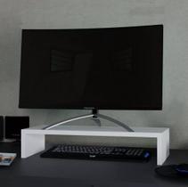 Base para Monitor MDF 53cm Branco Home Office Mesa Gamer Ergonômico Suporte Tv Notebook Decorativo