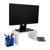 Base para Monitor Suporte de Mesa Madeira Branco - Mercado das Prateleiras