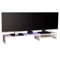 Base Para Monitor Suporte Tela Com Prateleira 15x90x20cm Mdf Branco