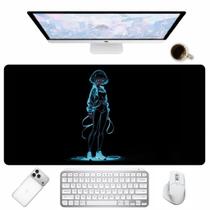 Base para Mouse Menina Anime Estampa Preta Azul Neon Tapete Retangular Gamer Base para Mouse Menina Anime Estampa Preta Azul Neon Tapete Retangular Gamer
