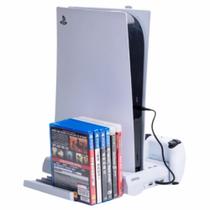 Base para PlayStation 5 com Cooler Carregador Duplo + Suporte 12 Jogos - Oivo