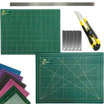 Base Placa de Corte Dupla Face Regenerativa Multiuso Artesanato Patchwork Scrapbook Régua Inox 60 Estilete Profissional
