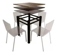 Base Preto Quadrada Para Mesa Jantar Pedra Madeira 75cm Cv2