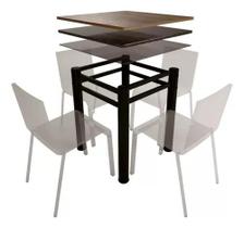Base Preto Quadrada Para Mesa Jantar Pedra Madeira 75cm Cv2