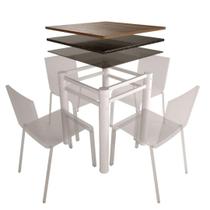 Base Quadrada Branca Em Aço Para Mesa De Jantar Vidro Madeira Pedra