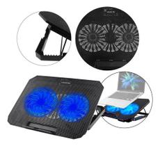 Base Refrigerada para Notebook até 17” com 2 Coolers Silenciosos LED Azul e Altura Ajustável