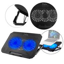 Base Refrigerada para Notebook com 2 Coolers LED Azul Ajuste de Altura, 12 a 17 Polegadas