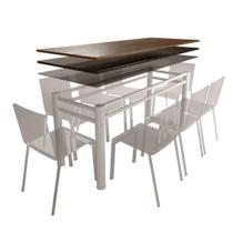 Base Retangular Branca Para Mesa Jantar Vidro Pedra Madeira Até 2mt