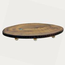 Base Rústica Multiuso em Madeira 27,5 x 23 cm com Pezinhos