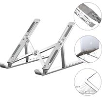 Base Suporte Alumínio Portátil Mesa Para Notebook Cor Prateado
