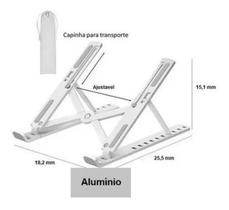 Base Suporte Alumínio Portátil Mesa Para Pc Notebook Cor Prateado