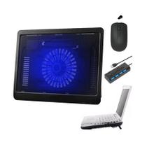 Base Suporte Com Cooler, Hub 4 E Mouse Para Notebook