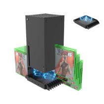 Base Suporte Vertical Xbox Series X Cooler Carregador Hub 3 Usb Suporte Para 18 Jogos
