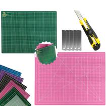 Base Tabua de Corte Artesanato Patchwork Scrapbook Placa Cortes A2 Dupla Face Regenerativa Estilete Profissional