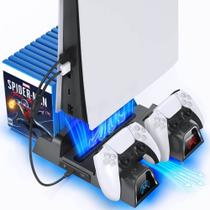 Base Vertical Compatível com Playstation 5 PS5 C/ Cooler + Carregador Duplo C/ Led - Oivo