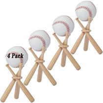 BaseGoal Suporte de Madeira para Exposição de Baseball e Softball com 3 Mini Tacos de Baseball e 1 Círculo de Madeira BaseGoal Suporte de Madeira para Exposição de Baseball e Softball com 3 Mini Tacos de Baseball e 1 Círculo de Madeira