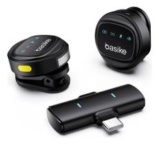 Basike Microfone Lapela Anti Ruido Duplo Magnético Sem Fio Clipe iPhone Samsung Tipo C Profissional