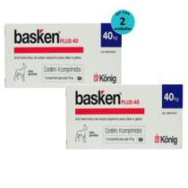 Basken Plus 40 para Cães e Gatos 1 comp para cada 10Kg cx com 4 comp Kit com 2