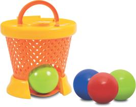 Basketball baby amarelo e laranja mercotoys basquete para bebês bolinhas coloridas
