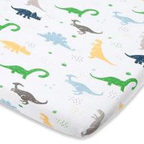 Bassinet Fitted Sheet Compatible with Mika Micky Bedside Sleeper Snuggly Soft Jersey Cotton Encaixa-se perfeitamente em 19 x 32 polegadas Bed Side Sleeper Colchão Dinossauros