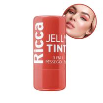 Bastão 3 em 1 Batom Blush e Sombra Jelly Tint Cor Pêssego 5g Ricca