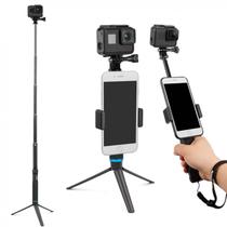 Bastão 6x1 Telesin Selfie Extensor Retrátil Celular Câmera Sport Esportiva Eken Sjcam + Tripé