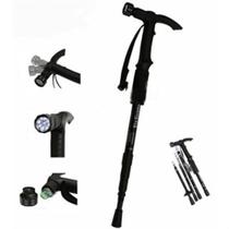 Bastao bengala de caminhada led ajustável de alumínio retratil com lanterna para idosos e trilha